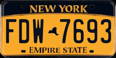 NY license plate FDW7693