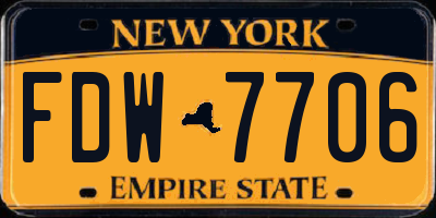 NY license plate FDW7706
