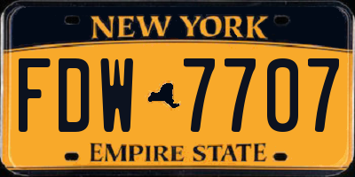 NY license plate FDW7707