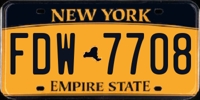 NY license plate FDW7708