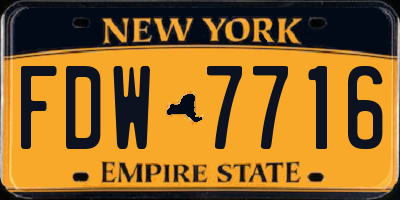 NY license plate FDW7716