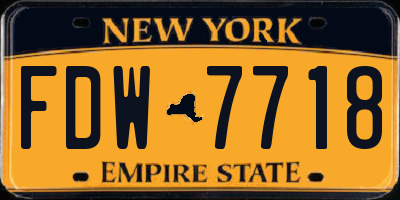 NY license plate FDW7718