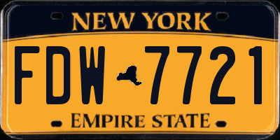NY license plate FDW7721