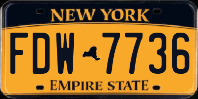 NY license plate FDW7736