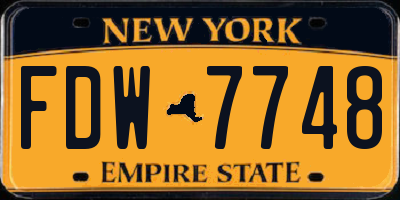 NY license plate FDW7748