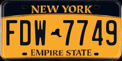 NY license plate FDW7749
