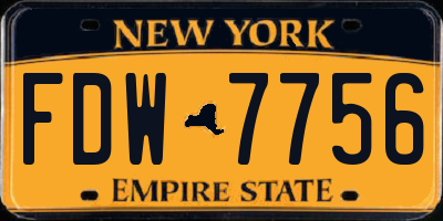 NY license plate FDW7756