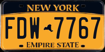 NY license plate FDW7767