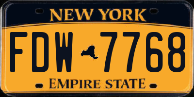 NY license plate FDW7768
