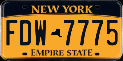 NY license plate FDW7775