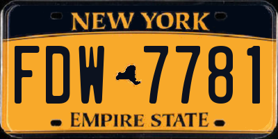 NY license plate FDW7781