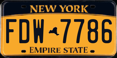 NY license plate FDW7786