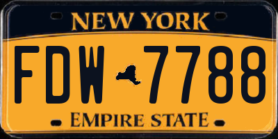 NY license plate FDW7788