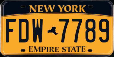 NY license plate FDW7789