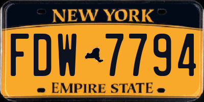 NY license plate FDW7794
