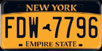 NY license plate FDW7796