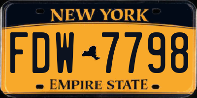 NY license plate FDW7798
