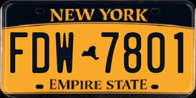 NY license plate FDW7801