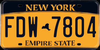 NY license plate FDW7804