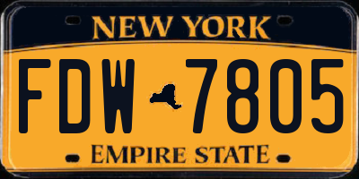 NY license plate FDW7805