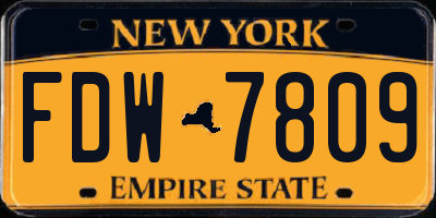 NY license plate FDW7809