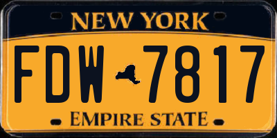 NY license plate FDW7817
