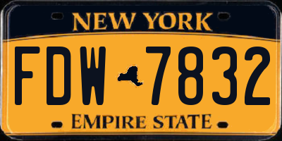 NY license plate FDW7832