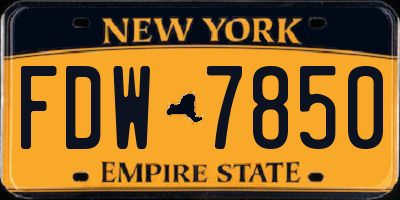 NY license plate FDW7850