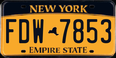 NY license plate FDW7853