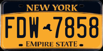 NY license plate FDW7858
