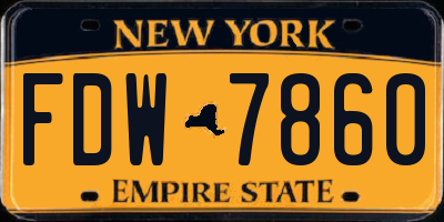 NY license plate FDW7860
