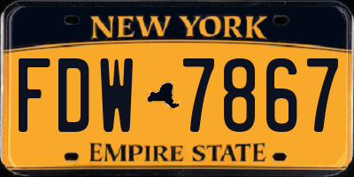 NY license plate FDW7867