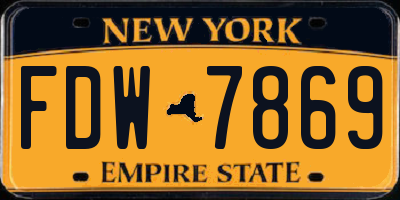 NY license plate FDW7869