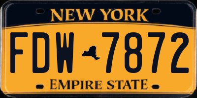 NY license plate FDW7872