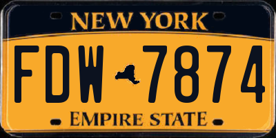 NY license plate FDW7874