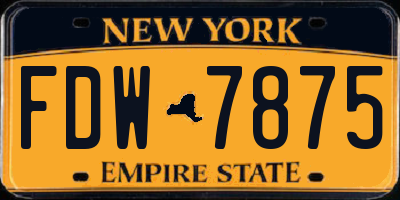 NY license plate FDW7875