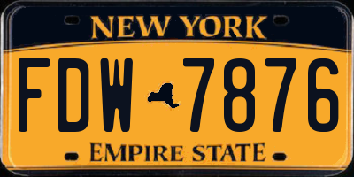 NY license plate FDW7876