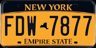 NY license plate FDW7877