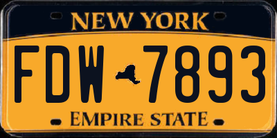NY license plate FDW7893