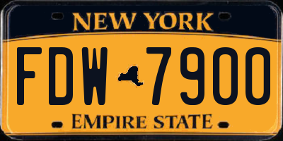 NY license plate FDW7900