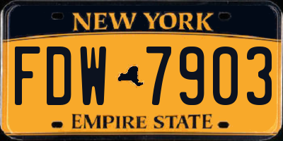 NY license plate FDW7903