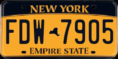 NY license plate FDW7905