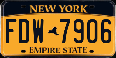 NY license plate FDW7906