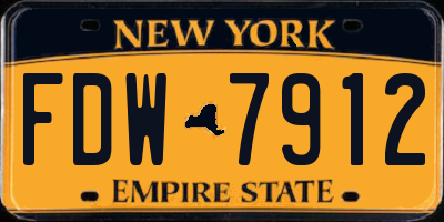NY license plate FDW7912