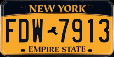 NY license plate FDW7913