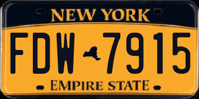 NY license plate FDW7915