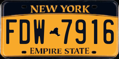 NY license plate FDW7916