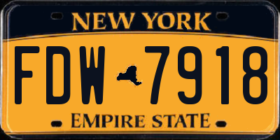 NY license plate FDW7918