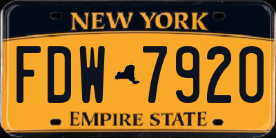 NY license plate FDW7920