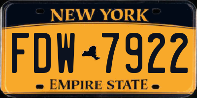 NY license plate FDW7922